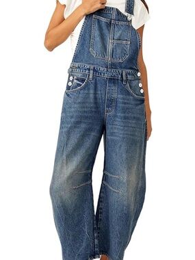 Amazon Barrel Blue Denim Overalls for Women - Relaxed Fit
